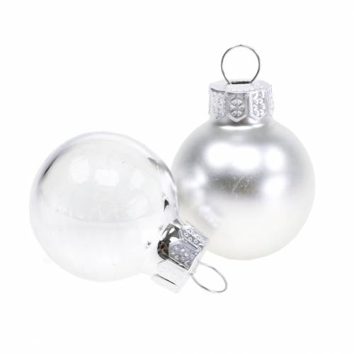 Floristik24 Mini palline di Natale argento assortite Ø2,5cm 24 pz