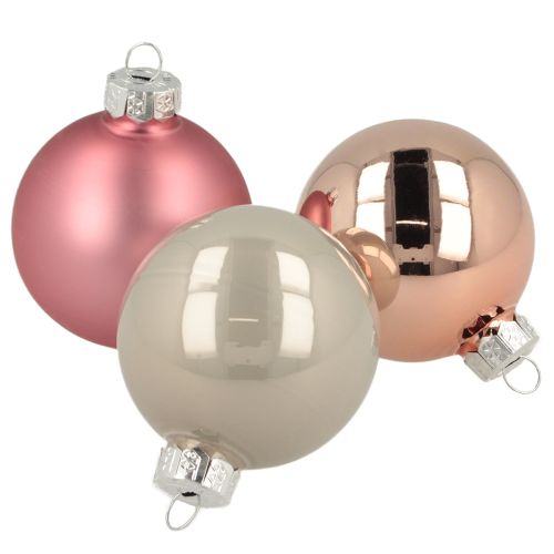 Palline di Natale in vetro per decorazione albero rosa grigio Ø50mm 24 pz