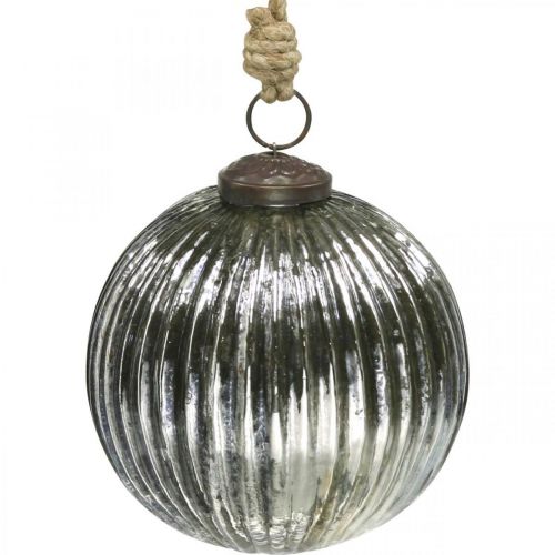 Floristik24 Palline di Natale in vetro Palline per albero di Natale argento con scanalature Ø10cm 2pz