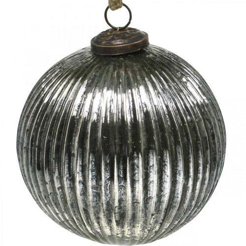 Floristik24 Palline di Natale in vetro Palline per albero di Natale argento con scanalature Ø12cm 2pz
