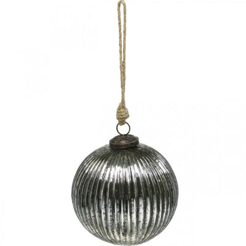Floristik24 Palline di Natale in vetro Palline per albero di Natale argento con scanalature Ø12cm 2pz