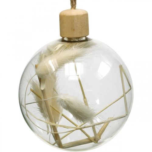 Prodotto Palline di Natale in vetro palla di decorazione riempita con fiori secchi Ø8cm 3pz