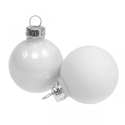 Floristik24 Palle di Natale vetro bianco sfera di vetro opaco/lucido Ø4cm 60p