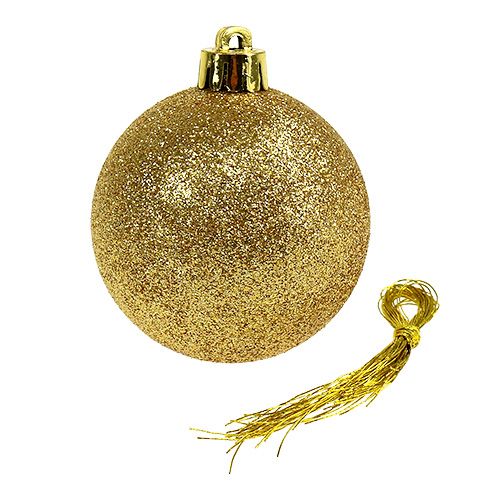 Floristik24 Palle di Natale oro, rosso mix plastica Ø6cm 30p