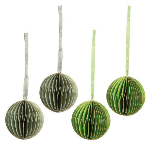 Prodotto Palline di Natale palline di carta a nido d&#39;ape verde oro Ø7cm 4 pz