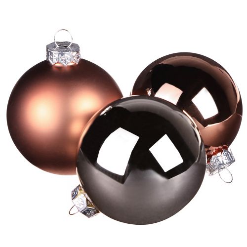 Palline di Natale palline di vetro color albicocca argento Ø6cm 24 pz
