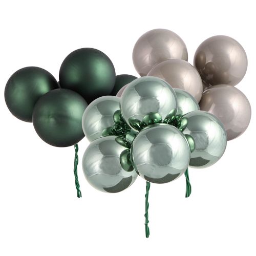 Floristik24 Palline di Natale su filo di vetro verde grigio Ø40mm 32 pz