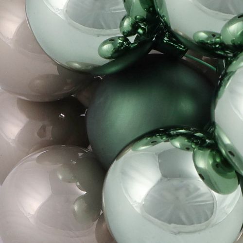 Prodotto Palline di Natale su filo di vetro verde grigio Ø40mm 32 pz