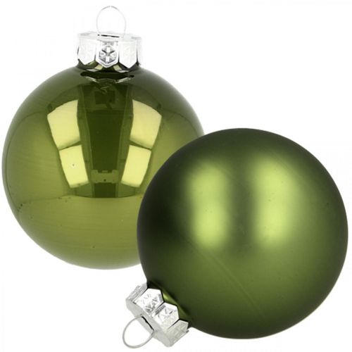 Floristik24 Palline di Natale in vetro mix verde Ø6cm 24pz