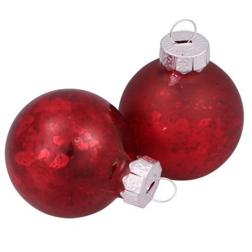 Palline di Natale in vetro vintage rosso mini Ø3cm 22 pz