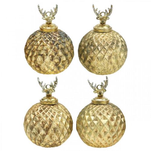 Floristik24 Palle di Natale renna Decorazioni per albero di Natale oro vintage Ø7cm 4 pezzi