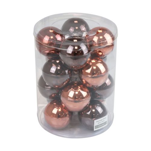 Floristik24 Palline di Natale in vetro marrone mix palline per albero lucide Ø7,5 cm 12 pezzi
