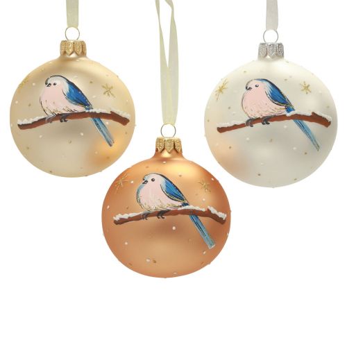 Prodotto Palle di Natale in vetro Palla per albero di Natale uccello invernale Ø8cm 6 pezzi