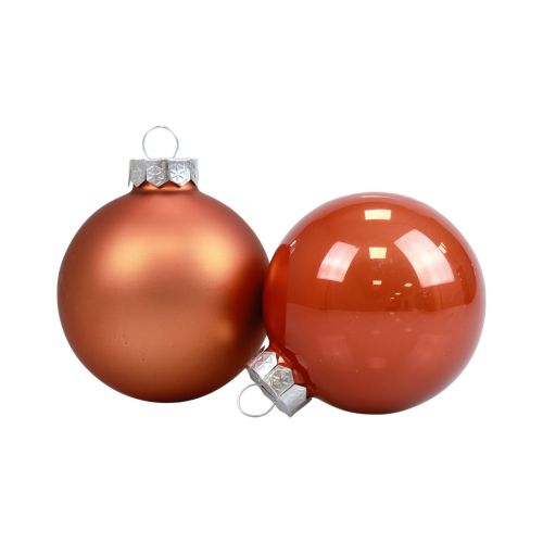 Floristik24 Palle di Natale in vetro Palle per albero di Natale rosso marrone Ø6,5 cm 24 pz