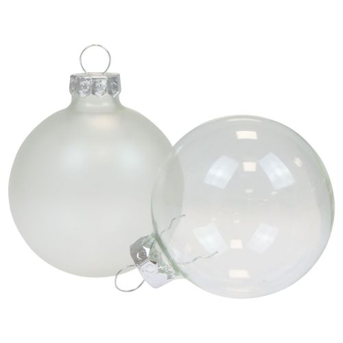 Floristik24 Palle di Natale in vetro trasparente opaco Palle per albero di Natale Ø6cm 6 pz