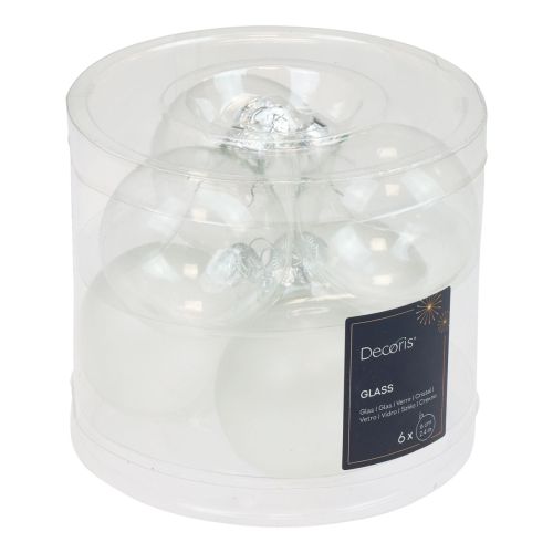 Floristik24 Palle di Natale in vetro trasparente opaco Palle per albero di Natale Ø6cm 6 pz