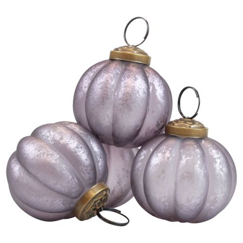 Floristik24 Palline di Natale in vetro viola Palline per albero di Natale vintage Ø6cm 4 pz