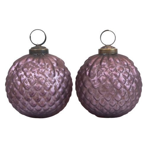 Floristik24 Palle di Natale in vetro viola Palle per albero di Natale vintage Ø7cm 4 pezzi