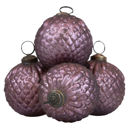 Floristik24 Palle di Natale in vetro viola Palle per albero di Natale vintage Ø7cm 4 pezzi