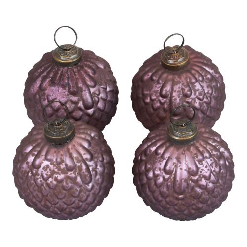 Floristik24 Palle di Natale in vetro viola Palle per albero di Natale vintage Ø7cm 4 pezzi