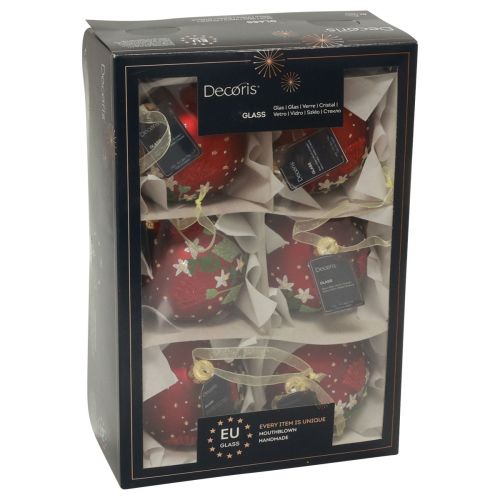 Prodotto Palle di Natale in vetro rosso Palle per albero di Natale prato Ø8cm 6pz