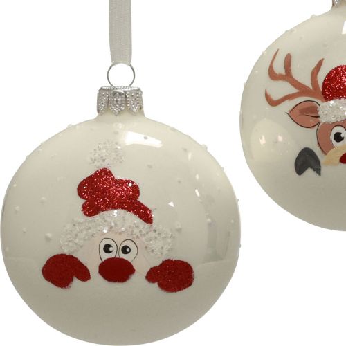 Floristik24 Palle di Natale in vetro bianco Palle per albero di Natale invernali Ø8cm 6 pezzi