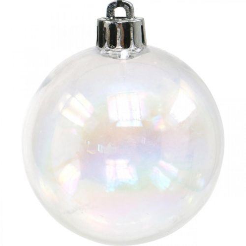 Floristik24 Palline di Natale in plastica trasparente iridescente Ø6cm 12pz
