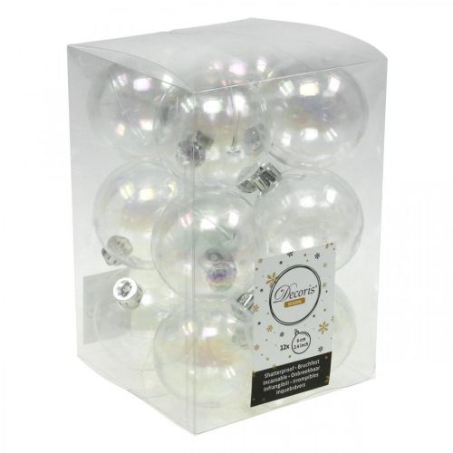 Floristik24 Palline di Natale in plastica trasparente iridescente Ø6cm 12pz