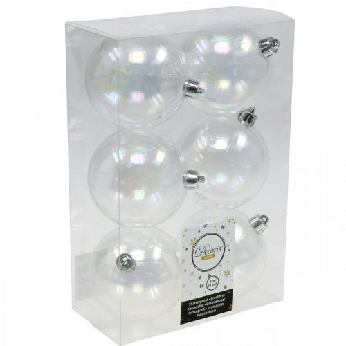 Floristik24 Palline di Natale in plastica trasparente iridescente Ø8cm 6pz