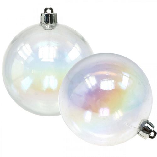 Floristik24 Palline di Natale in plastica trasparente iridescente Ø8cm 6pz