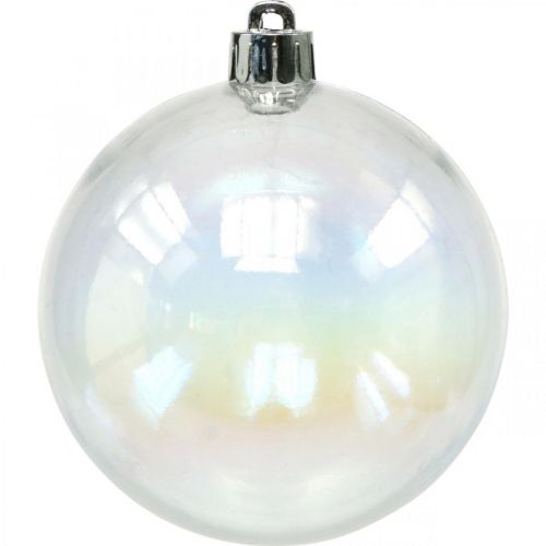 Floristik24 Palline di Natale in plastica trasparente iridescente Ø8cm 6pz