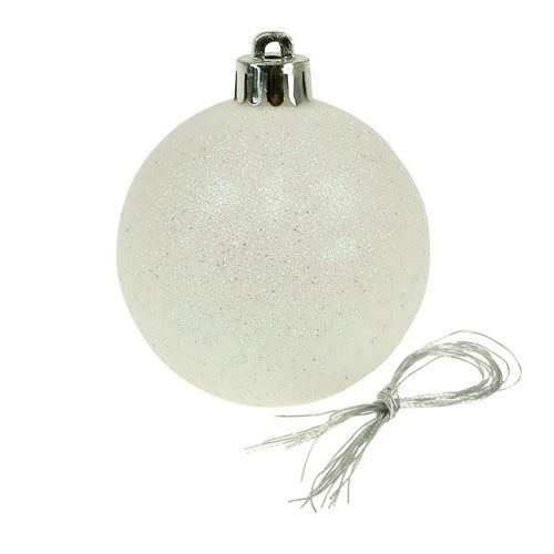 Floristik24 Palle di Natale plastica bianco-madreperla Ø6cm 10p