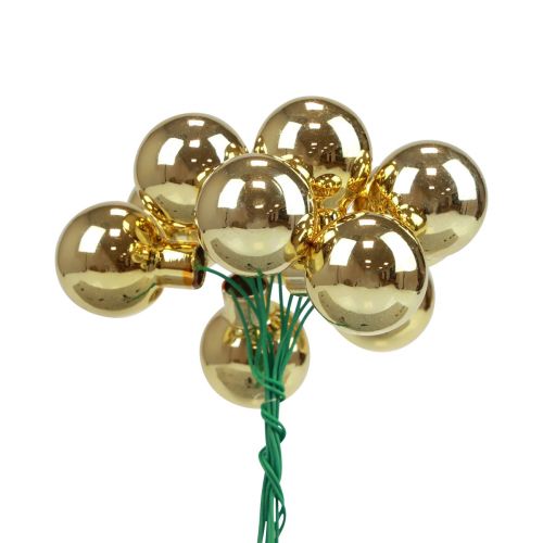 Palline di Natale su filo vetro specchio bacche oro 2,5 cm 140 pz