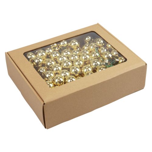 Floristik24 Palline di Natale su filo vetro specchio bacche oro 2,5 cm 140 pz