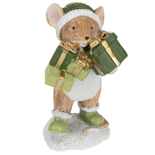 Prodotto Decorazione natalizia topi topo verde marrone H8cm 2 pezzi
