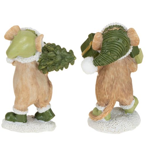 Prodotto Decorazione natalizia topi topo verde marrone H8cm 2 pezzi