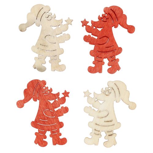 Floristik24 Babbo Natale in legno Decorazione da controllare rosso, natura 4cm 72 pezzi