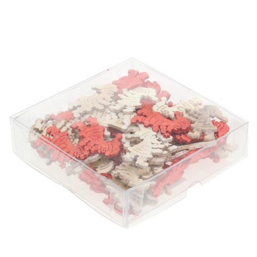 Floristik24 Decorazioni natalizie in legno Babbo Natale rosso, naturale 4 cm 72 pz
