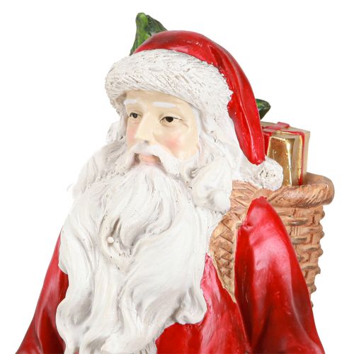 Prodotto Figura di Babbo Natale con cesto rosso bianco verde oro H36cm