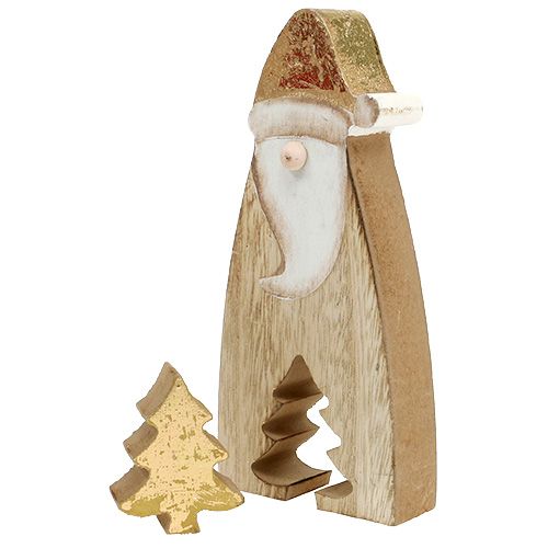 Floristik24 Babbo Natale in legno con abete oro 17cm