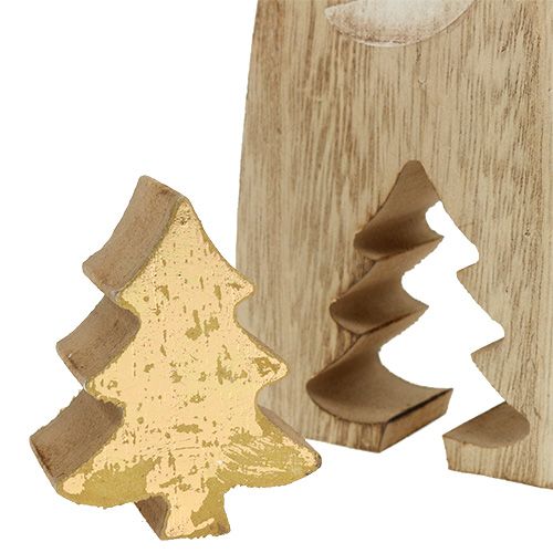 Floristik24 Babbo Natale in legno con abete oro 17cm