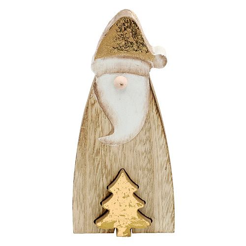 Floristik24 Babbo Natale in legno con abete oro 17cm