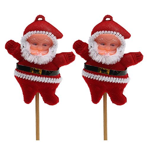 Floristik24 Babbo Natale floccato rosso 6 cm su stecco 48 pz