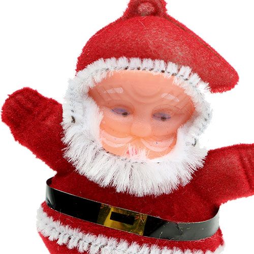 Floristik24 Babbo Natale floccato rosso 6 cm su stecco 48 pz