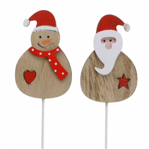 Floristik24 Tappi decorativi Babbo Natale/Pupazzo di neve 7cm 12pz