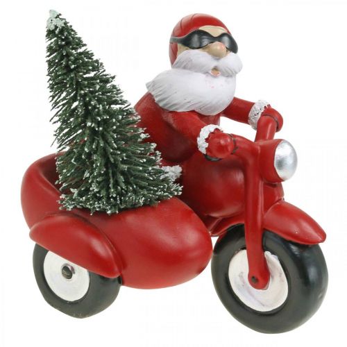 Floristik24 Figura decorativa Babbo Natale in moto con abete 19,5×13×16 cm