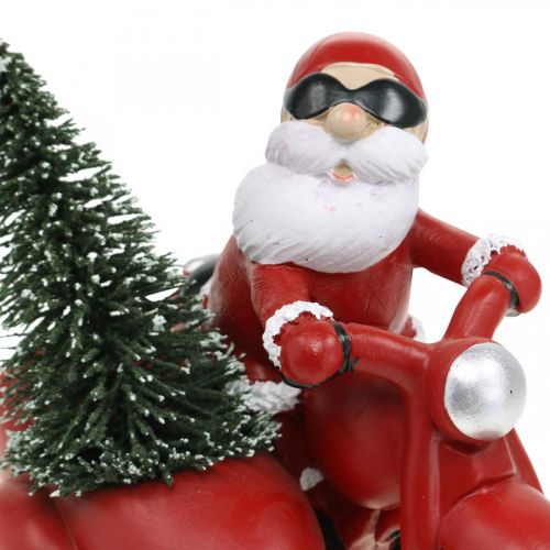 Floristik24 Figura decorativa Babbo Natale in moto con abete 19,5×13×16 cm