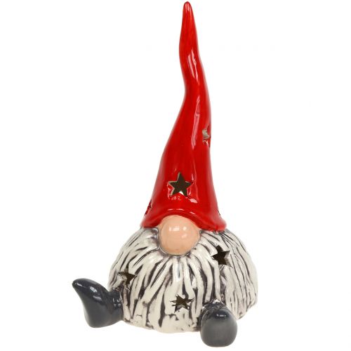 Floristik24 Figura decorativa Elfo di Natale con rosso chiaro, grigio 20 cm
