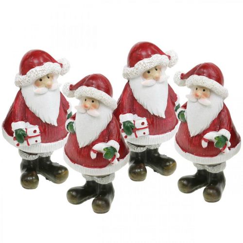 Floristik24 Figura decorativa Babbo Natale con bastoncino di zucchero/regalo H8.5cm 4 pezzi