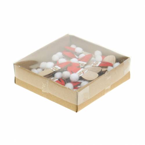 Floristik24 Decorazione a dispersione Testa di Babbo Natale in legno 4,5 cm 36 p